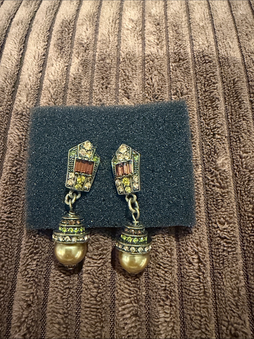 Heidi Daus Gold Drop Pearl Dangle Earrings
